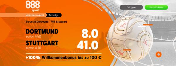 888sport verbesserte Quoten für Dortmund - Stuttgart Wetten
