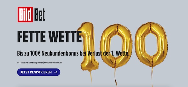 BildBet Bonus 100er Willkommensbonus Wette ohne Risiko