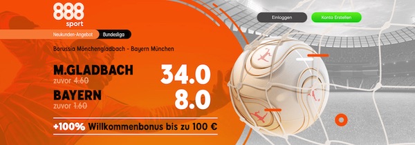 888sport Gladbach Bayern Wetten erhöhte Quoten Vorschau