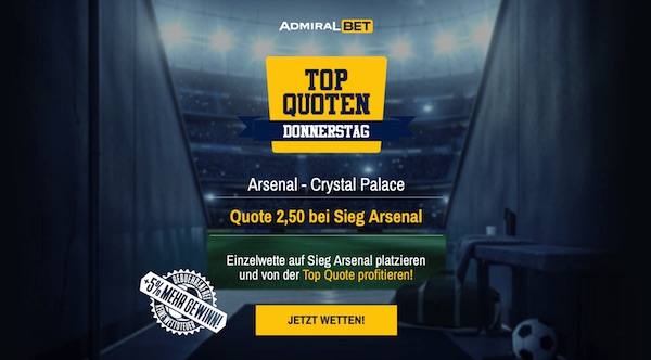 Admiral Bet Top Quote Arsenal Crystal Palace Wetten
