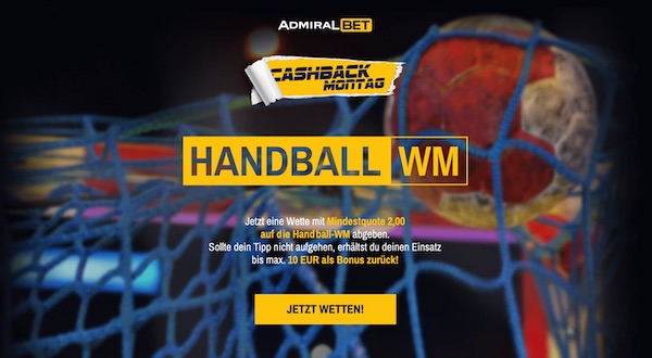 Admiralbet Cashback Montag Handball WM wetten