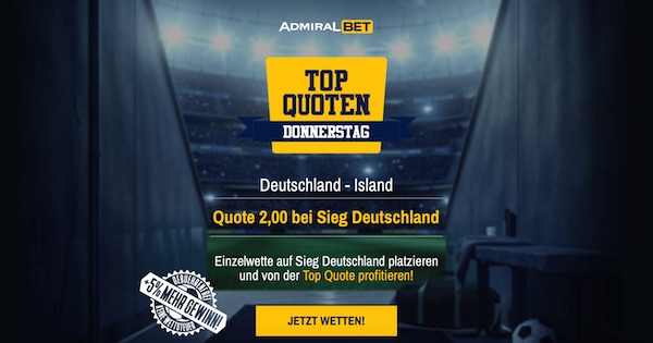 Admiralbet Top Quoten Donnerstag GER ISL wetten