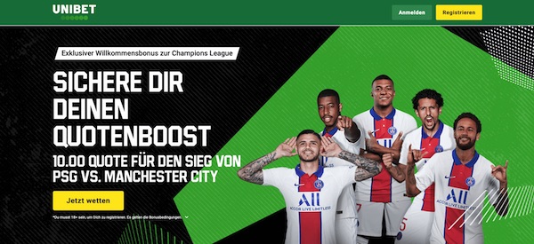 Unibet Paris SG besiegt Manchester City erhöhte Quote wetten