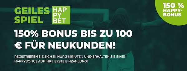 happybonus bringt 150% bis zu 100€