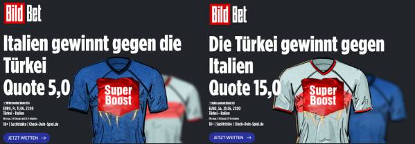 Verbesserte Quote Euro Eröffnungsspiel Türkei gegen Italien