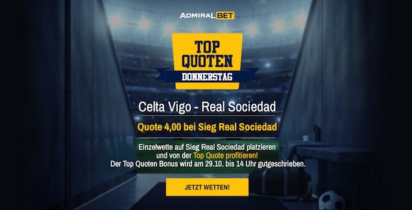 AdmiralBet Top Quoten Donnerstag Celta Vigo Real Sociedad wetten