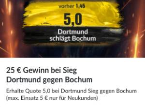 Verbesserte Quote BVB Dortmund besiegt Bochum BildBet