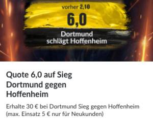 BildBet verbesserte Wettquote Dortmund besiegt Hoffenheim