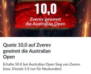 BildBet erhöhte Quote Zverev Australian Open Sieger
