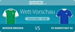 Werder Bremen - Darmstadt Quotenvergleich Prognose Wett-Tipp