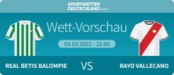 Real Betis - Rayo Vallecano Quotenvergleich Wetten Tipp Prognose