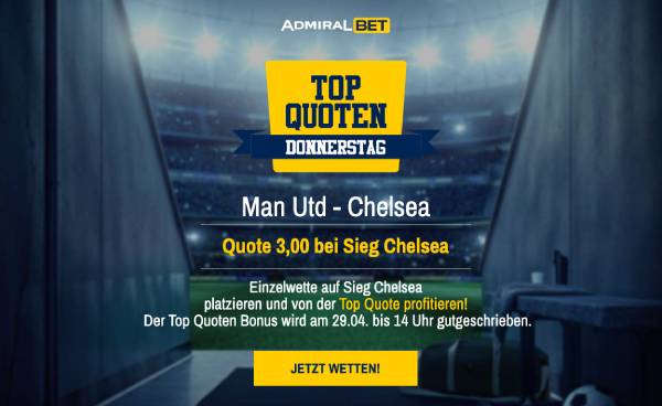 AdmiralBet verbesserte Quote Chelsea Sieg gegen Man United