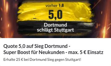 BildBet verbesserte Quote Dortmund besiegt Stuttgart Wetten