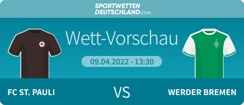 St. Pauli - Werder Bremen Quotenvergleich, Prognose, Wett-Tipp, Vorschau