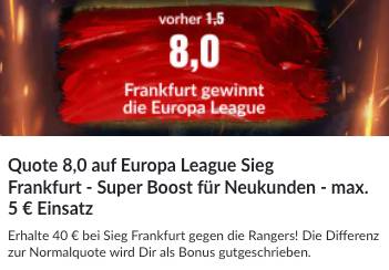 BildBet verbesserte Quote Eintracht Frankfurt gewinnt die Europa League
