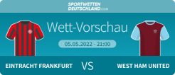 Eintracht Frankfurt - West Ham United Quotenvergleich Prognose Wett-Tipp