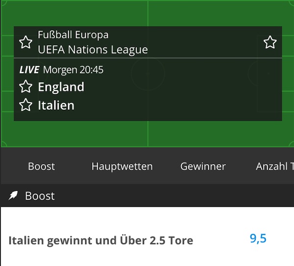 neobet verbesserte quote england italien wetten