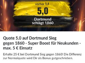 BildBet erhöhte Quote BVB Sieg 1860 München Pokal