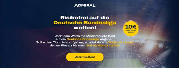Admiralbet riskfree Wett-Tipp Bundesliga Start Cashback
