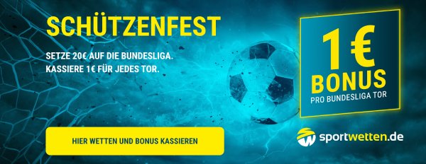 Sportwetten.de Schützenfest Gratisguthaben pro Tor Bundesliga Spieltag